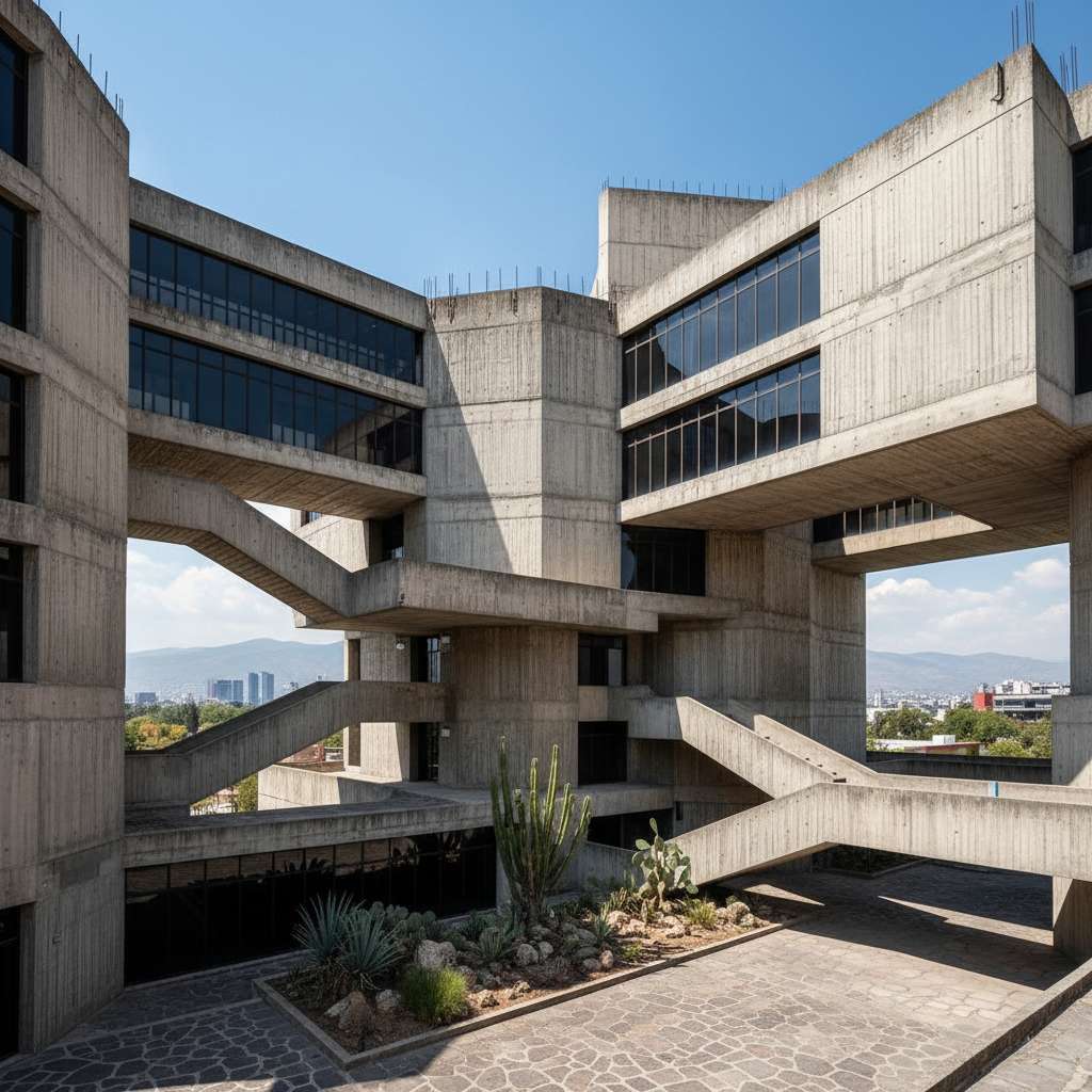 Edificio de arquitectura brutalista en CDMX
