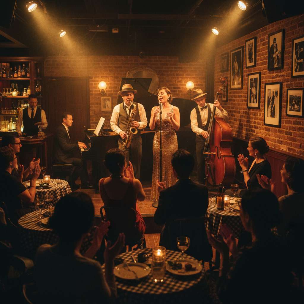 Ambiente nocturno en club de jazz