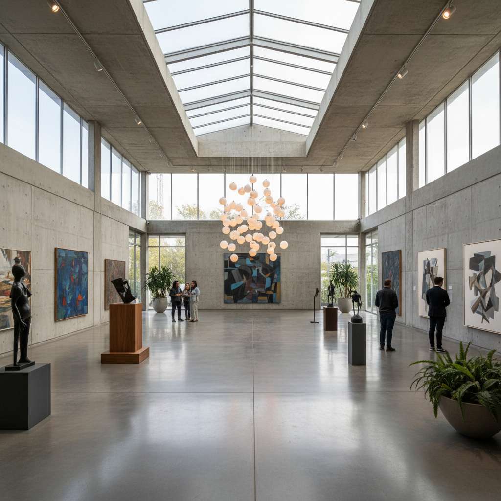 Interior de galería de arte moderno