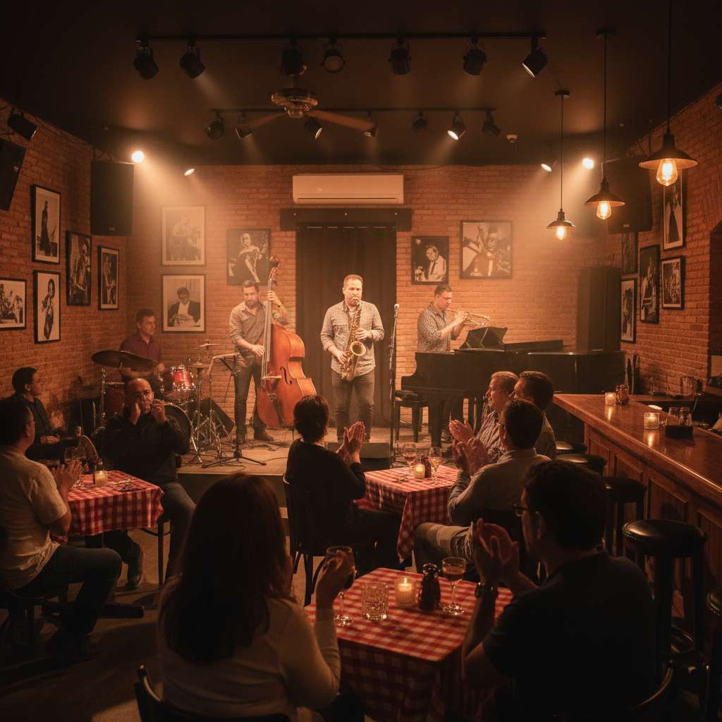 Músicos de jazz en escena